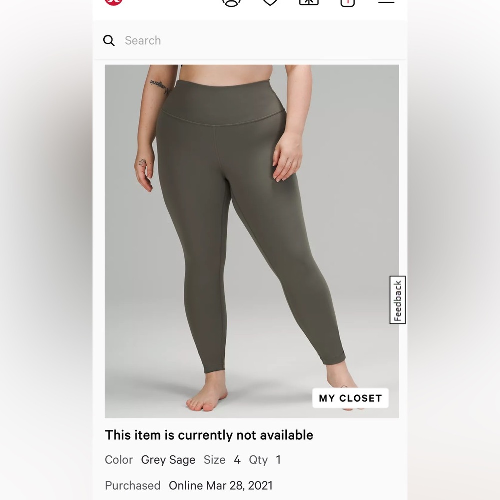 Lululemon wonder under high rise tight 25” size 4